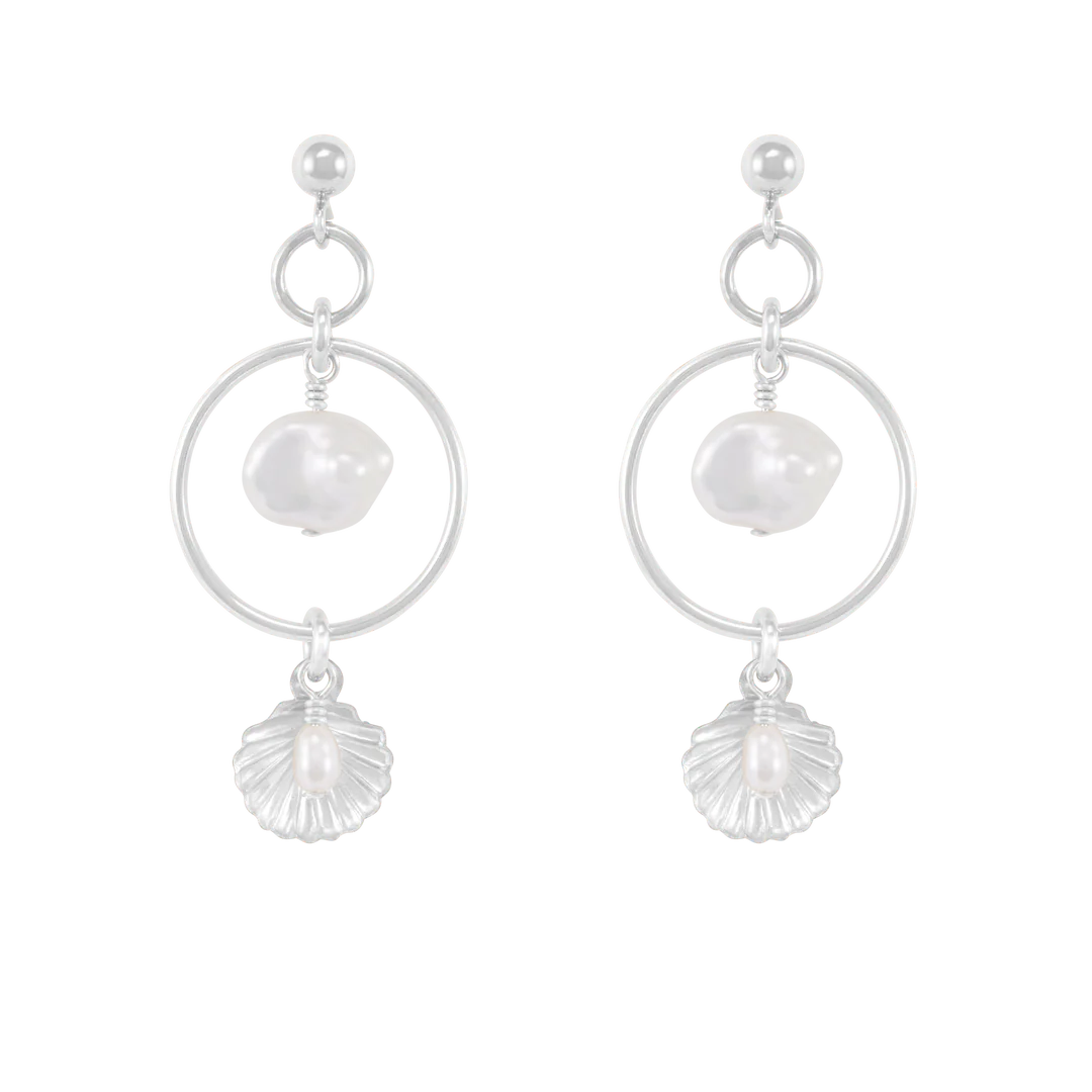 Alana Maria Ocean Earrings, Silver