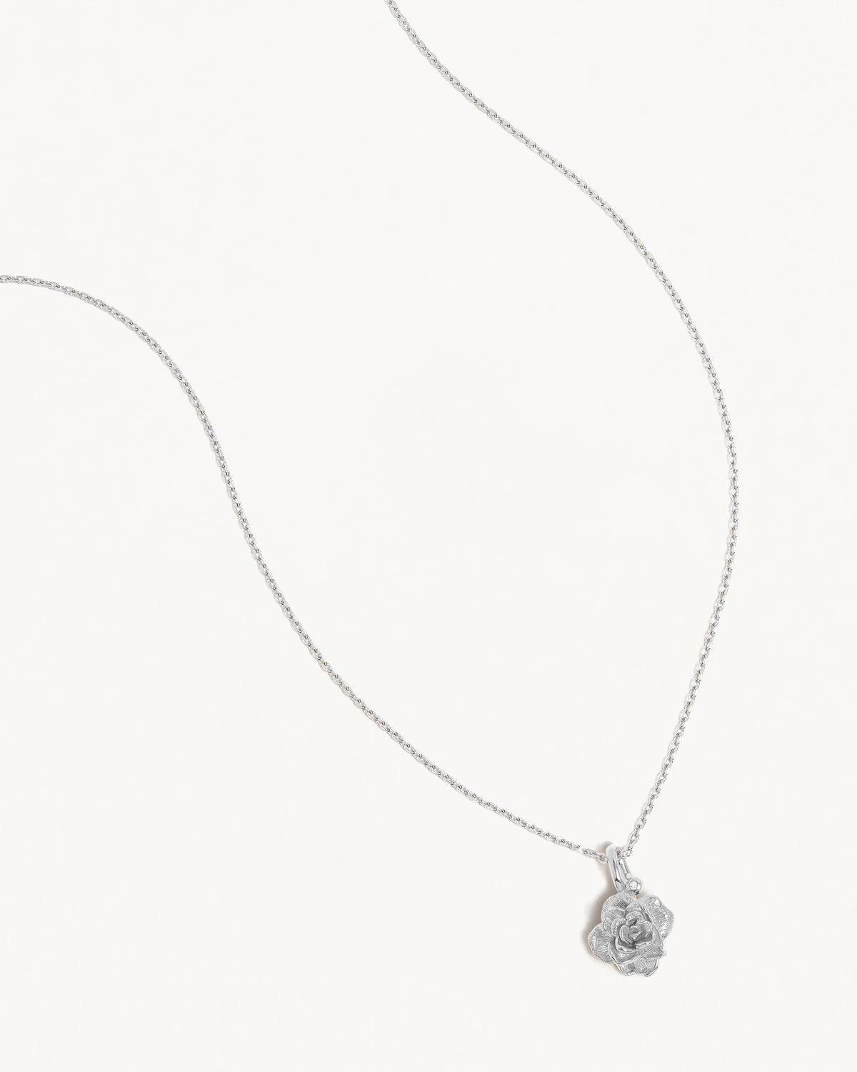 By Charlotte Birth Flower Necklace Rose - June, Silver