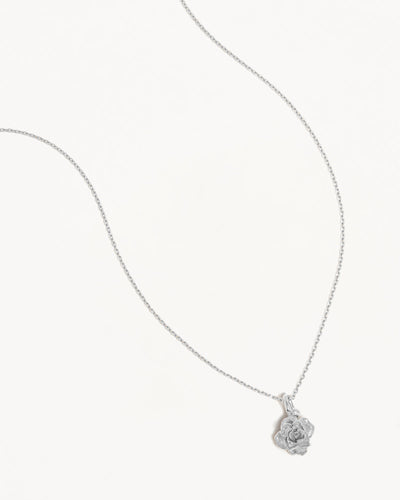 By Charlotte Birth Flower Necklace Rose - June, Silver