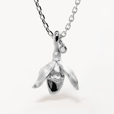 By Charlotte Birth Flower Necklace Snowdrop - January, Silver