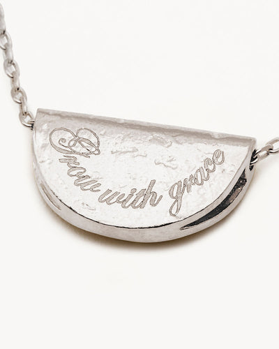 By Charlotte Lotus Birthstone Necklace (December - Blue Topaz), Silver