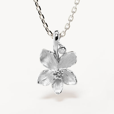 By Charlotte Birth Flower Necklace Violet - February, Silver