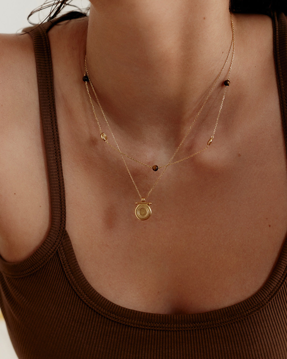 Kirstin Ash Tempo Tigers Eye Necklace, Gold