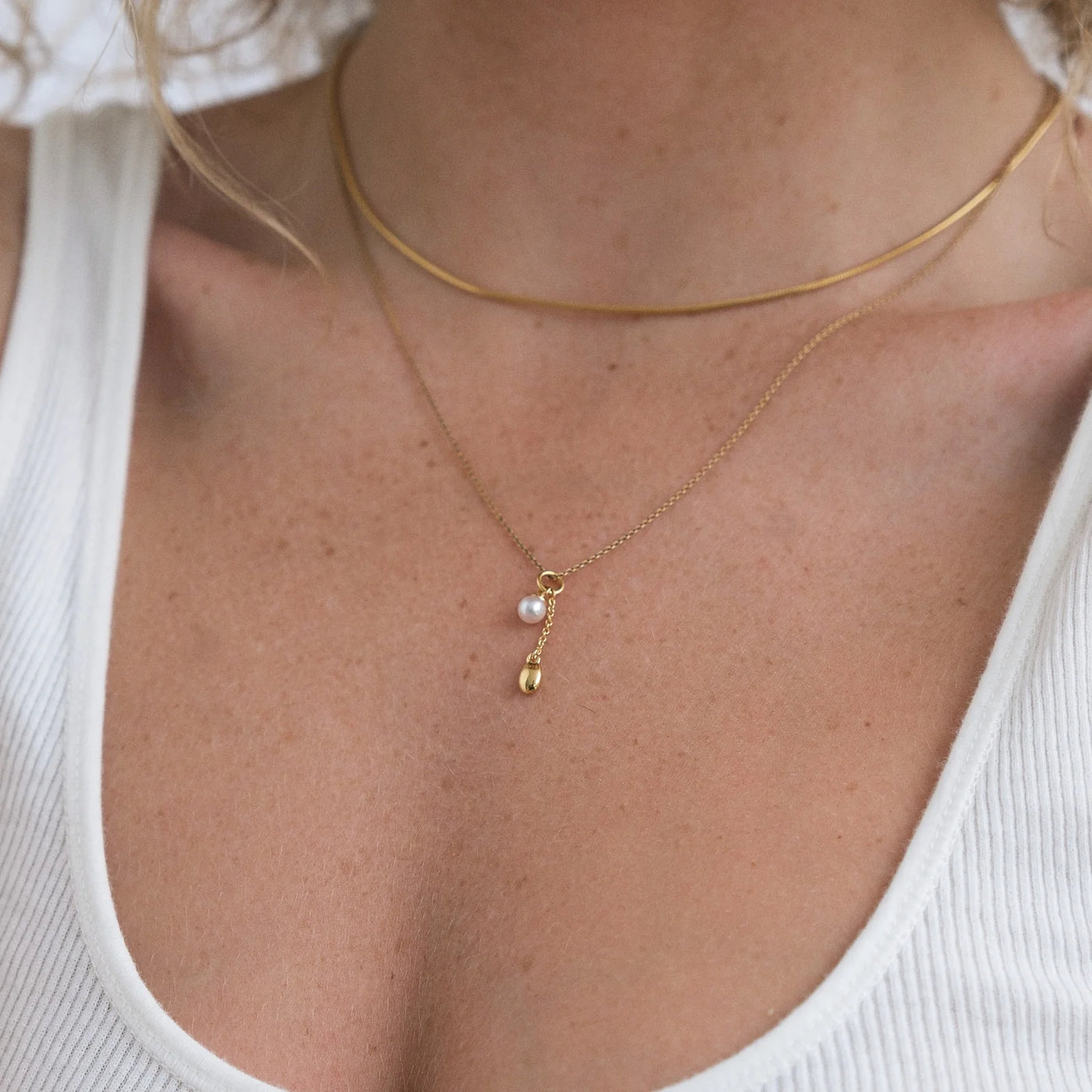 Linda Tahija Lou Pearl Charm Necklace, Silver