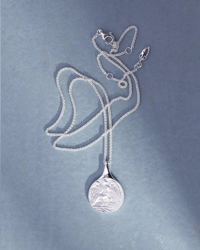 Temple of the Sun Guardian Angel Necklace, Silver