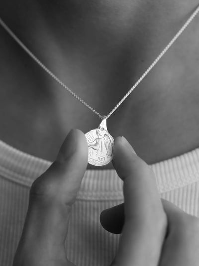 Temple of the Sun Guardian Angel Necklace, Silver