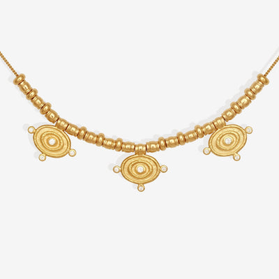 Temple of the Sun Reign Oval Statement Necklace, Gold