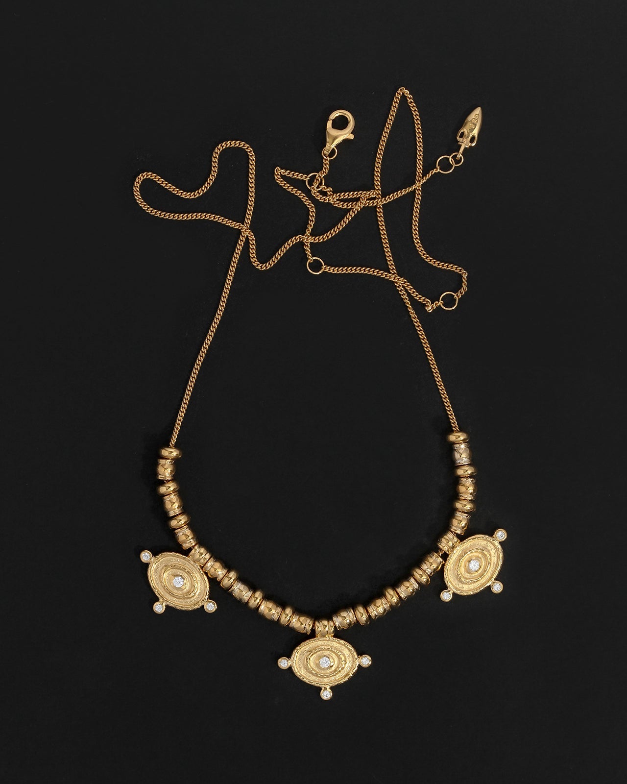 Temple of the Sun Reign Oval Statement Necklace, Gold