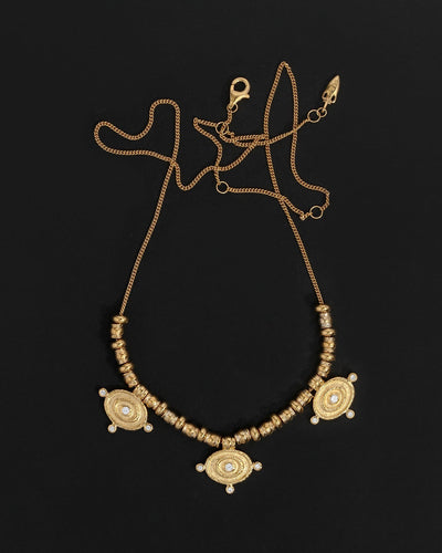 Temple of the Sun Reign Oval Statement Necklace, Gold